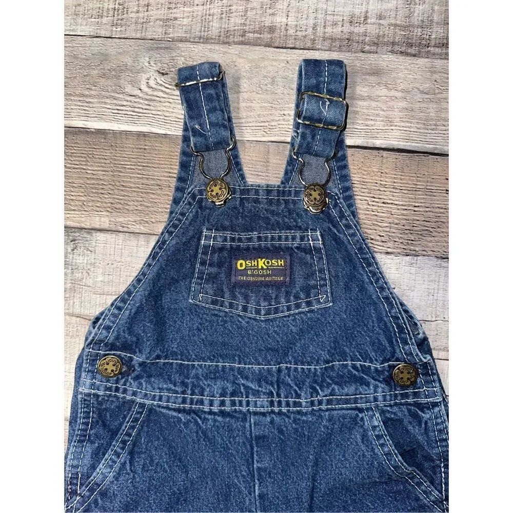 Vintage Oshkosh B’Gosh Baby Toddler 12mo USA Union Made Vestbak Denim Overalls